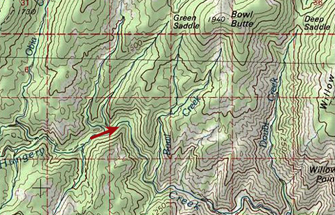 topo map of Hungery Creek