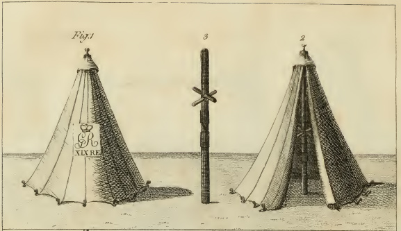 Engraving of a tent resembling an Indian tepee