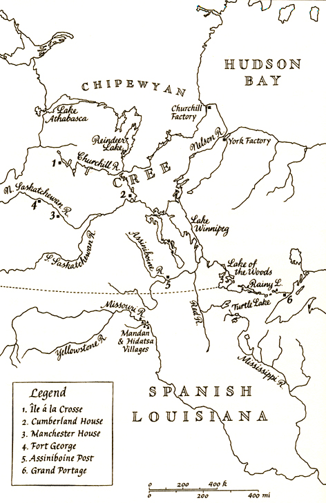 Interactive map labeling Cree country in Spanish Louisiana