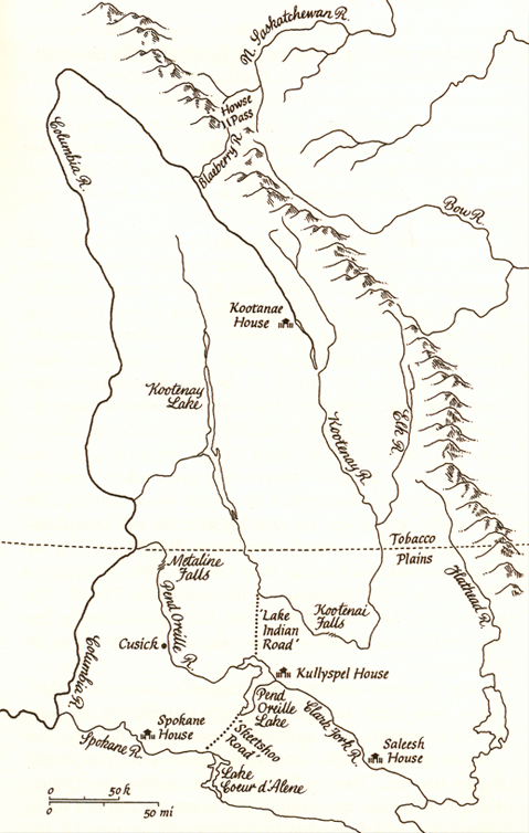 interactive map showing the Kootenay country during the fur trade