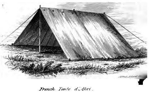Engraving of a large pup tent