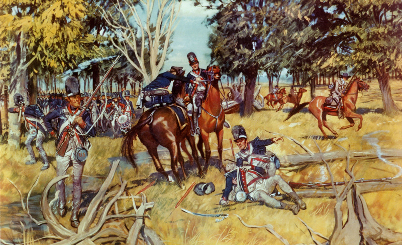 Painting of U.S. soldiers advancing in the Battle of Fallen Timbers