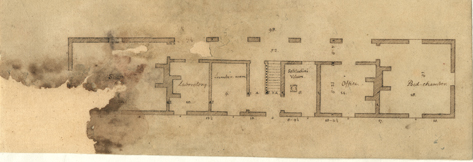 Neatly sketched drawing of walls and rooms
