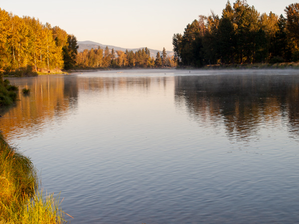 Early morning light on a tranquil Bitterroot River