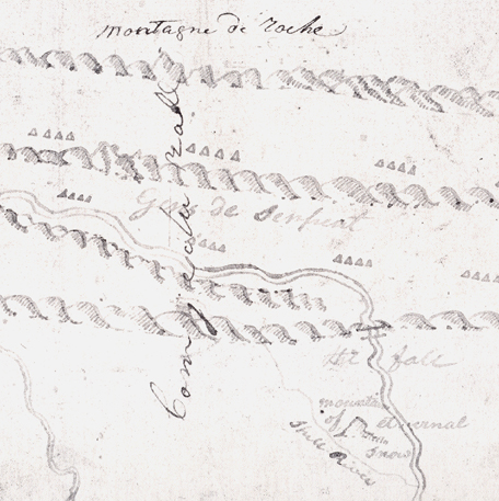 John Evans map of the upper missouri and falls with annotations