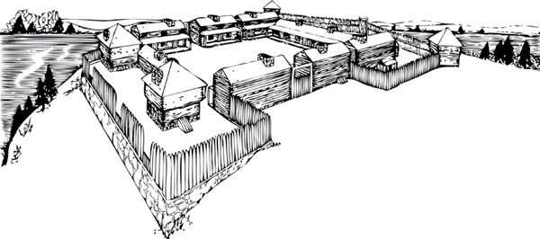 Sketch of an early 19th-century log fort