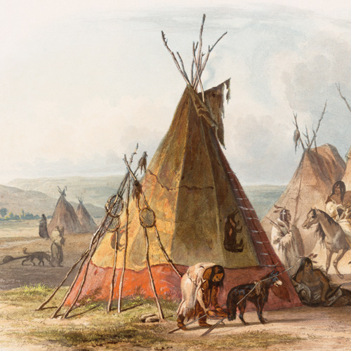 teepees decorated with paintings