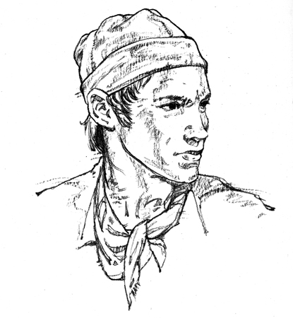 A tight-fitting cap on a young man