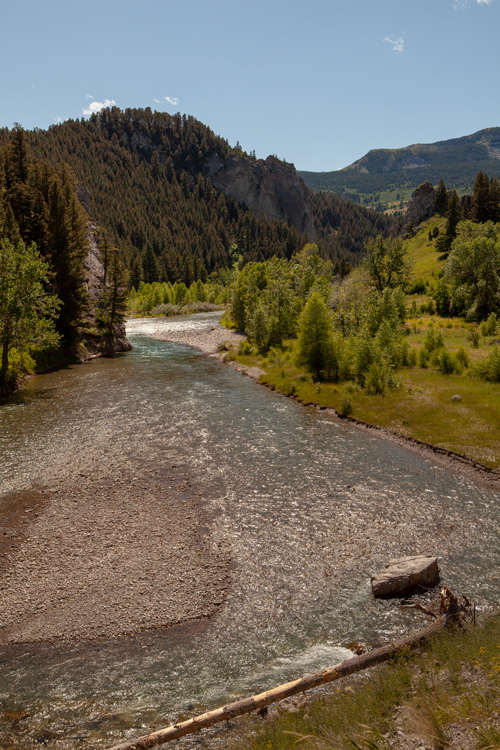 Mountain stream between high hills