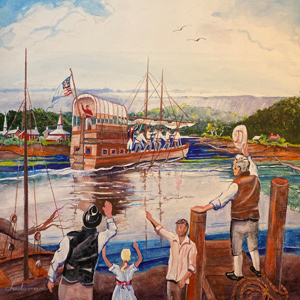 The barge leaves the Pittsburgh dock