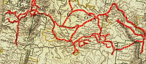 Interactive map labeling Lewis and Clark landmarks along the NPRR