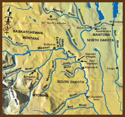 Modern map showing the middle Missouri River system