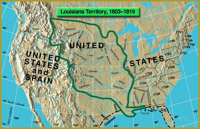Map of Louisiana Territory, 1803-1819