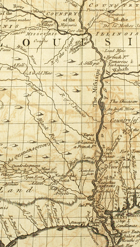 Detail map of the lower Mississippi River system