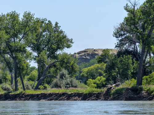 aerial view of a large rock on the Yellowstone plains