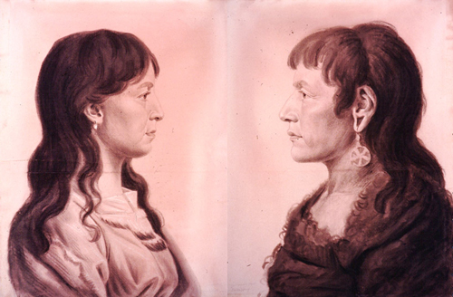 Two noble-looking Indians in side-view portrait